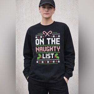 Gildan Black Crewneck Sweater - Naughty List Design